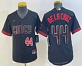 Youth Cincinnati Reds #44 Elly De La Cruz Number Black 2023 City Connect Cool Base Stitched Jersey 2,baseball caps,new era cap wholesale,wholesale hats